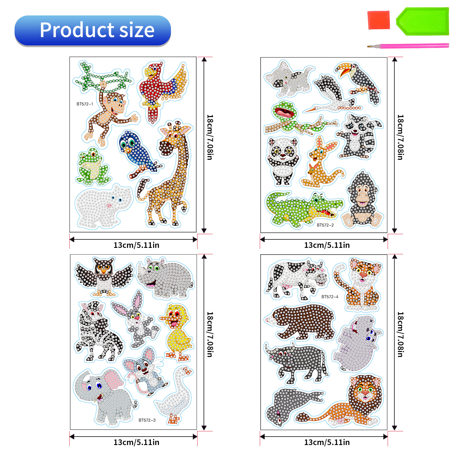 Bonito niño diy dibujo de diamante hecho a mano paquete de materiales de dibujos animados amor faro ballenas pegatinas DIY aleatorias