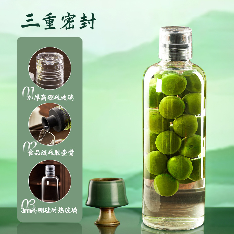 Botella de vino de ciruela verde especial de almacenamiento de vino sellado de alta gama botella vacía de 1 o 2 jin de almacenamiento de vino botella de vidrio de grado alimenticio