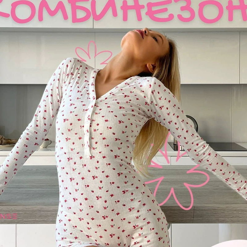 2025 весна и лето внешняя торговля сладкие принты с V-образным вырезом тонкое платье с длинными рукавами