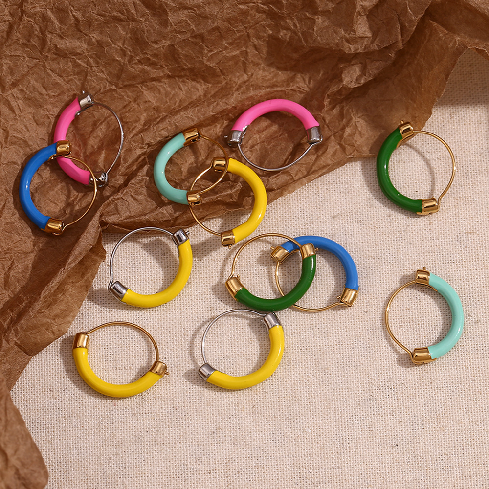 Hanging Basket Drop Oil Stainless Steel Earrings