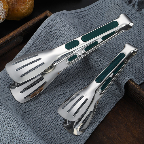 304 stainless steel green handle non-slip three-line clip buffet clip dessert bread barbecue meat clip food food clip