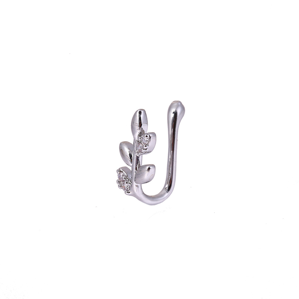 Cross-Border U-Shaped Clip Copper Inlaid Zircon Star Non-Pierced Jewelry Piercing Accessories Ring Nose Stud Wholesale_voghion.com