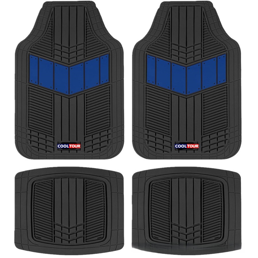 4-Piece Set of All-Weather Pvc Injection-Molded Rubber Car Floor Mats, Non-Slip and Waterproof