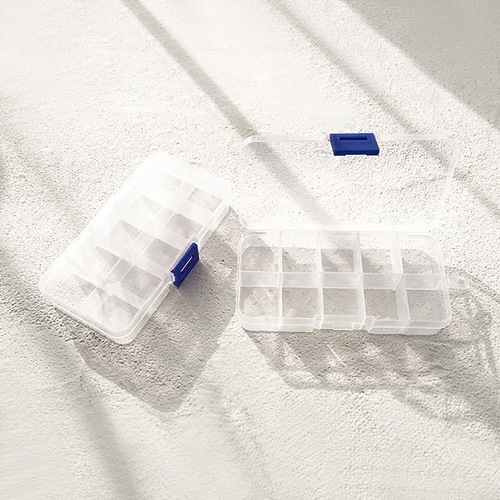 Plastic jewelry transparent storage box portable earrings rings bracelets necklaces sorting storage box 10-compartment accessory box