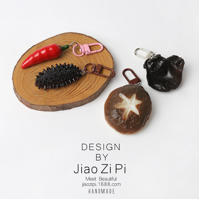 Fun Simulation Food Chili Mushroom Keychain Backpack Pendant Versatile Accessories Personalized Daily Car Pendant