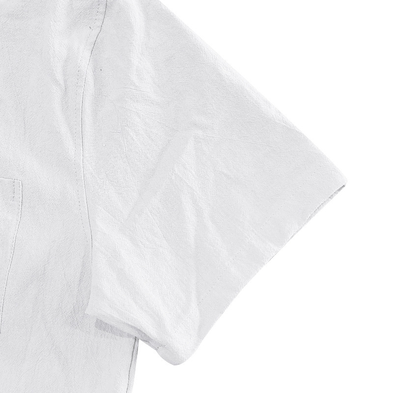 T-shirt homme en lin à col chemise manches courtes ample_voghion.com
