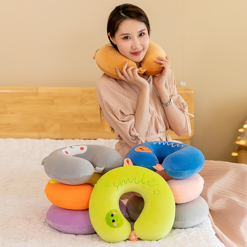 Memory foam neck pillow U-shaped pillow neck cervical spine pillow cartoon nap airplane train sleeping artifact