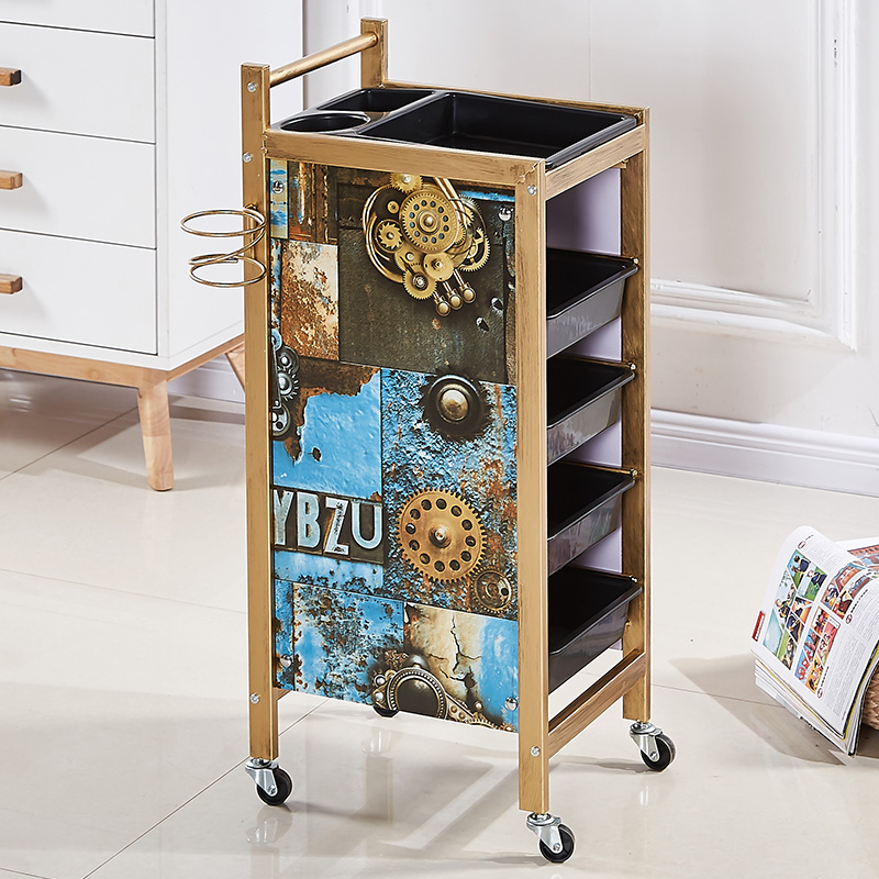 レトロ理髪カートヘアサロントロリーバーバー理髪店パーマ染料ツールカート美容トロリー