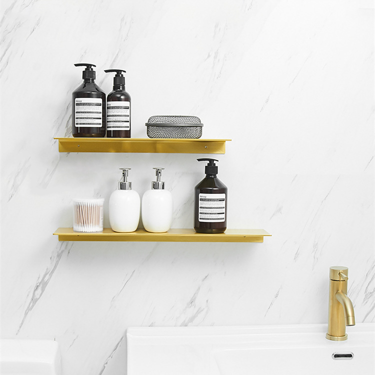 No-Drill Bathroom Storage Board, Bathroom Storage Rack, Wall-Mounted Washbasin Mirror Front Cosmetics Storage Rack, Light Luxury