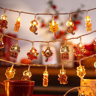 New Year's Lanterns 2025 New Year Balcony Pendant Spring Festival Blessing Flashing String Lights Led Lantern Atmosphere Decorative Light Strip