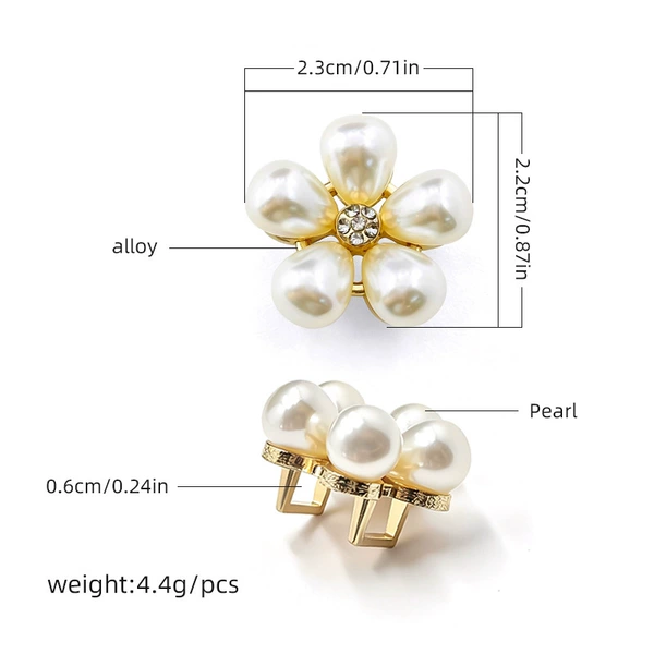 Guangdong gold (diamond-encrusted pistil) pearl five-petal shoe buckle-22x23mm/piece