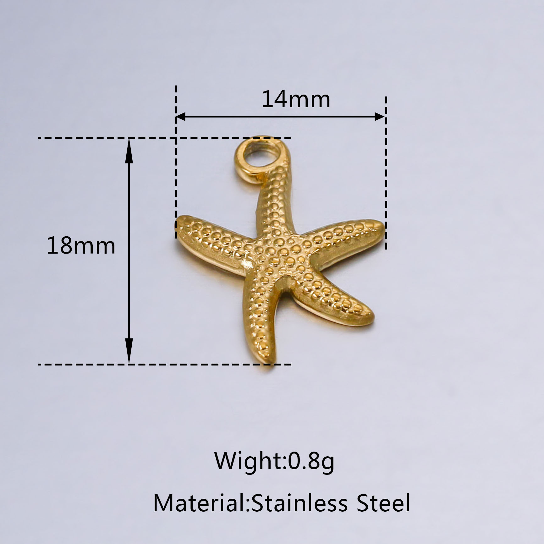 5g Weight A Pack Of 3 18*14mm 304 Stainless Steel Starfish Polished Pendant