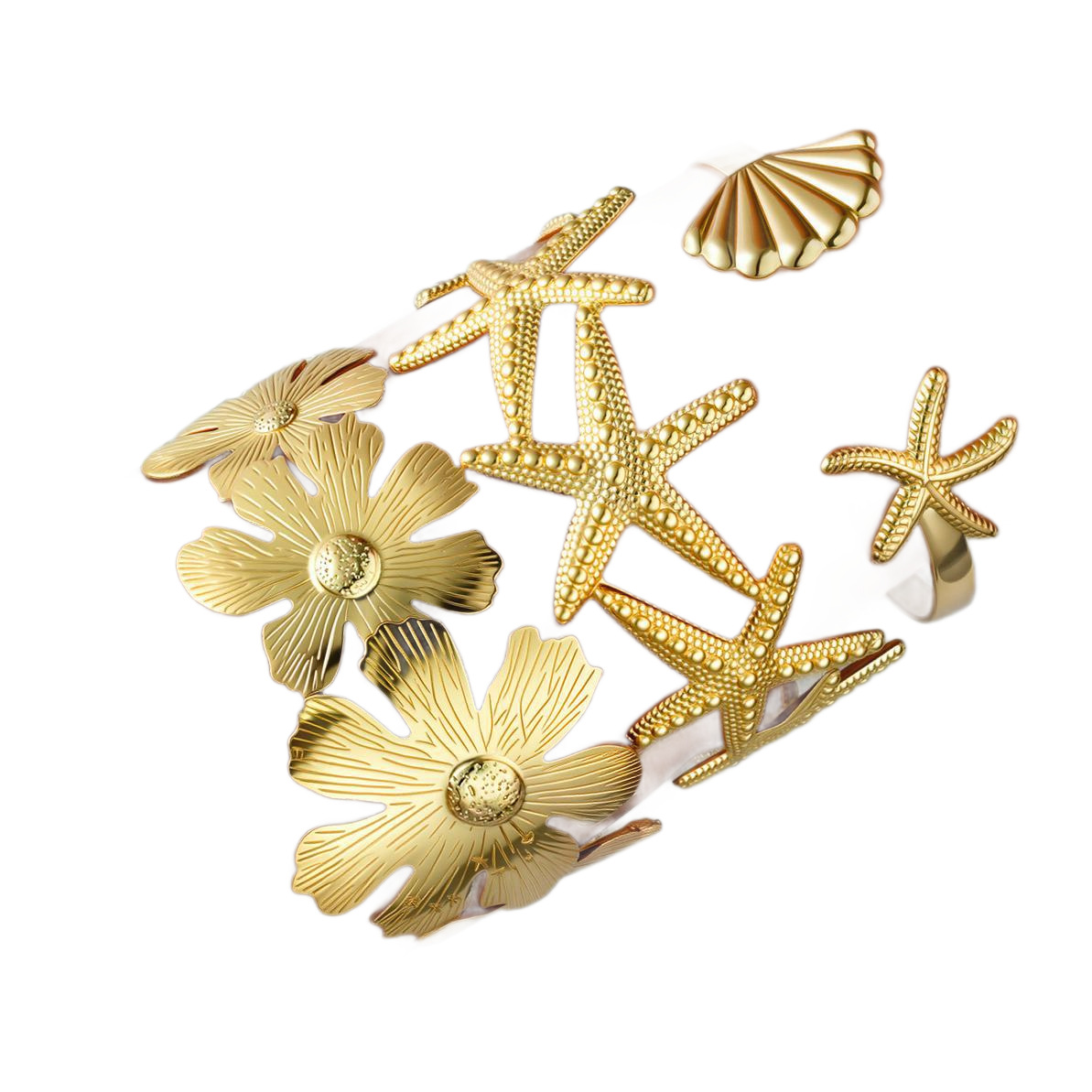 Europa y los Estados Unidos nueva mariposa de acero inoxidable transfronteriza pulsera de flores nichos estrella de mar abierta amplia exagerada joyería al por mayor