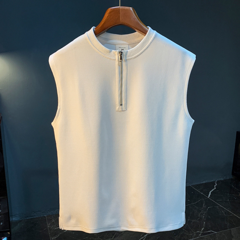 Waffle Breathable Half-Cardigan Vest Men's Summer Thin Sweat-Absorbent Vest Sleeveless T-Shirt Sports Fitness Undershirt Waffle Breathable Half-Cardigan Vest Men's Summer Thin Sweat-Absorbent Vest Sleeveless T-Shirt Sports Fitness Undershirt