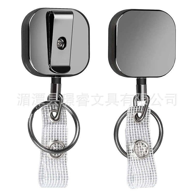 Cross-Border Hot Selling 32mm Square Easy-Pull Buckle Metal Easy-Pull Buckle Retractable Keychain Anti-Lost Easy-Pull Buckle