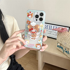 リラックマの頭のセットのコックのキティマグネットはiPhone16のリンゴの15ProMax/14の携帯のケースの13女を適用します。