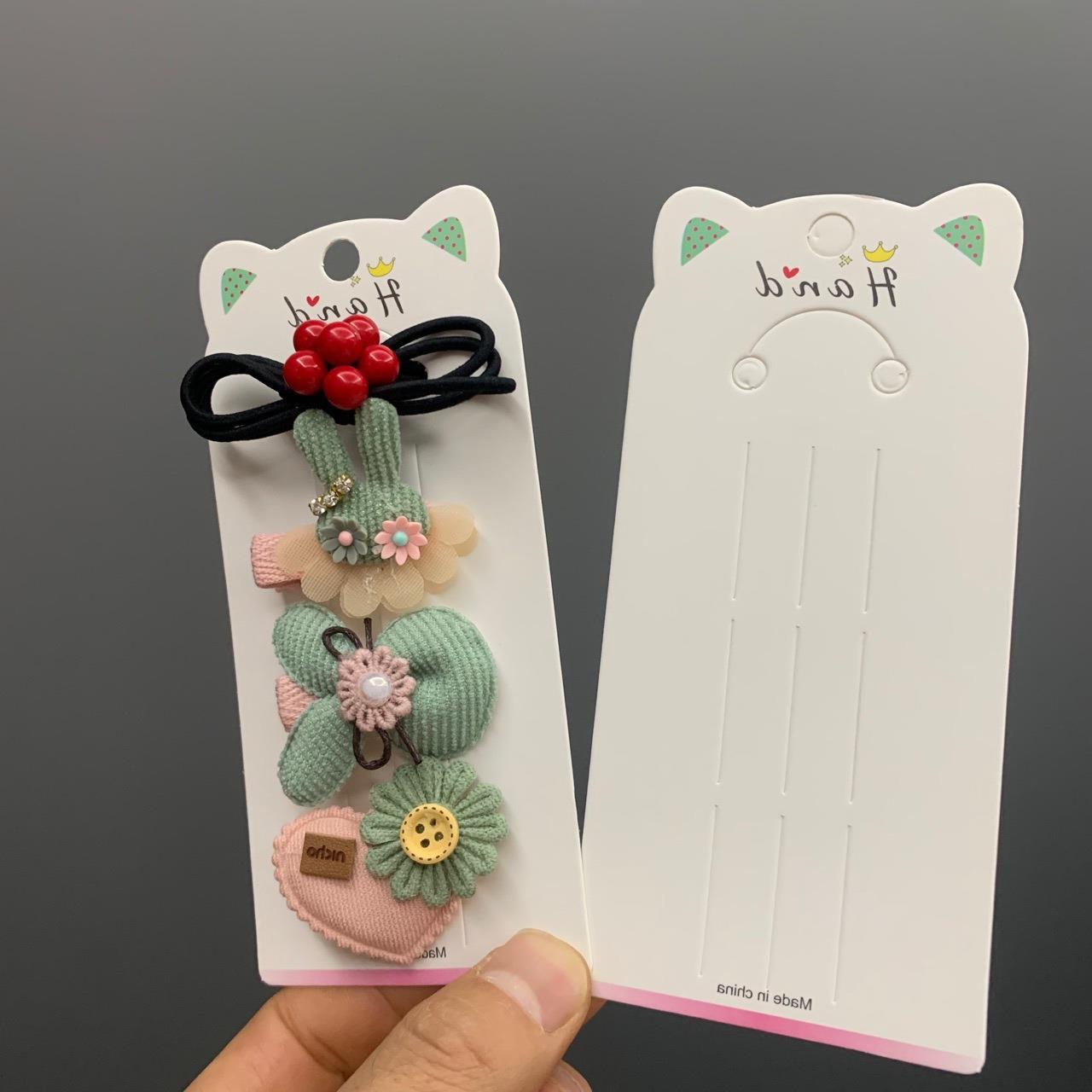 猫耳朵款发夹卡纸儿童发圈夹子套装卡片饰品diy配件