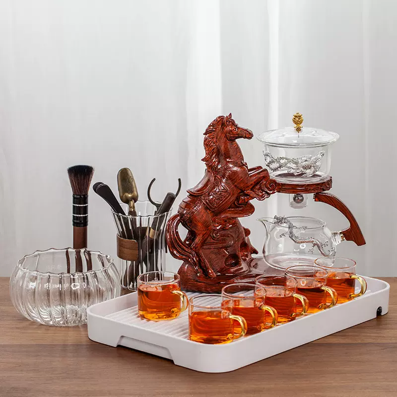 送礼创意金色懒人玻璃泡茶器功夫半自动茶具套装送礼家用磁吸泡茶