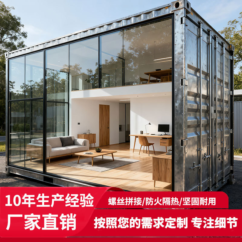 集装箱移动房办公室幕墙带玻璃农村别墅临建集成房屋住人活动板房|undefined