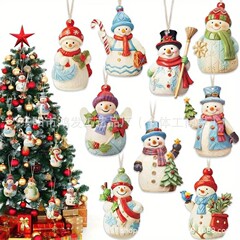 クリスマスセット木製雪だるまクリスマス装飾雪だるま彫像ひも付きクリスマスツリー装飾ストラップ装飾木質品