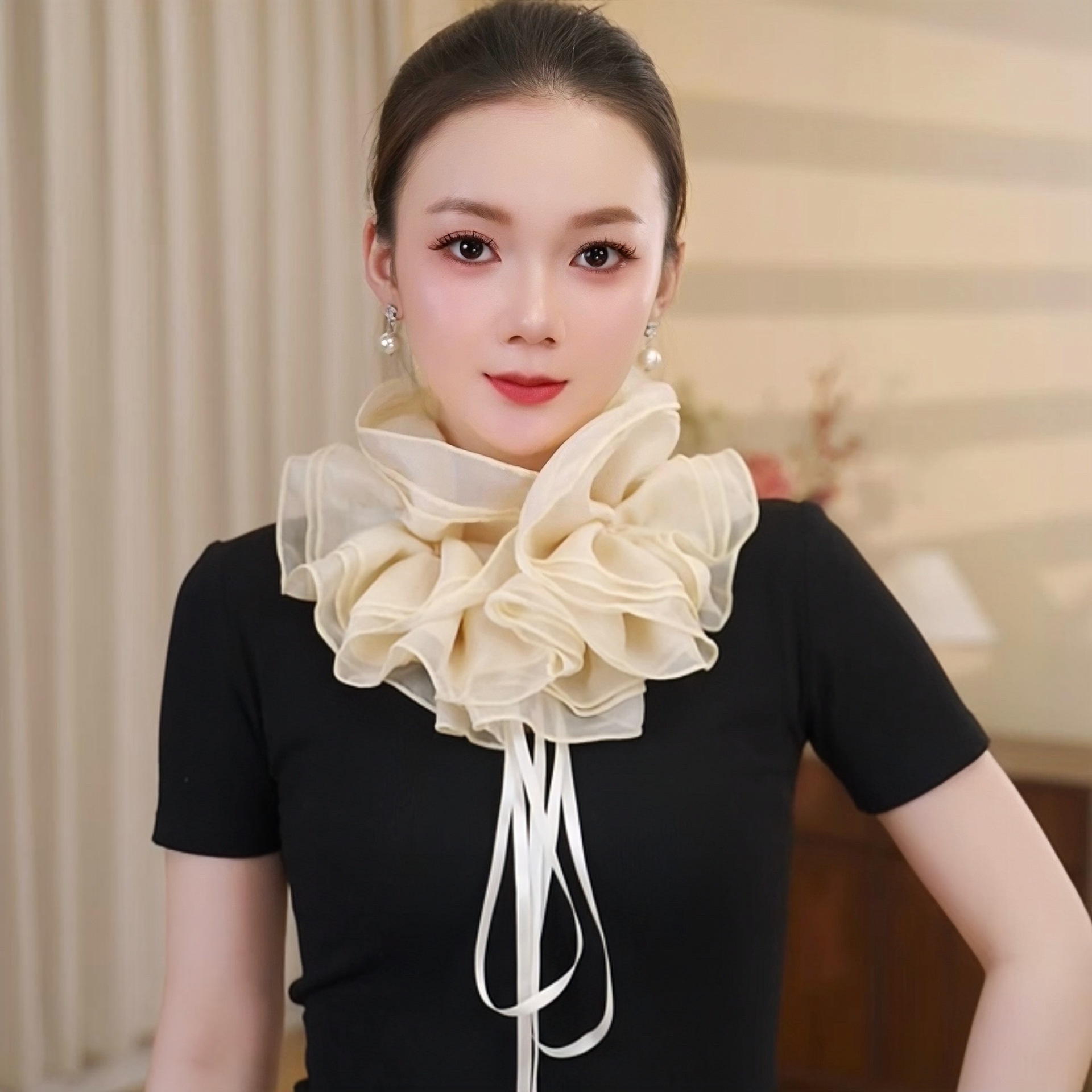 2026 new high-end collar flower, all-season neck scarf, fashionable collar accessory, popular style, versatile scarf for stage performances