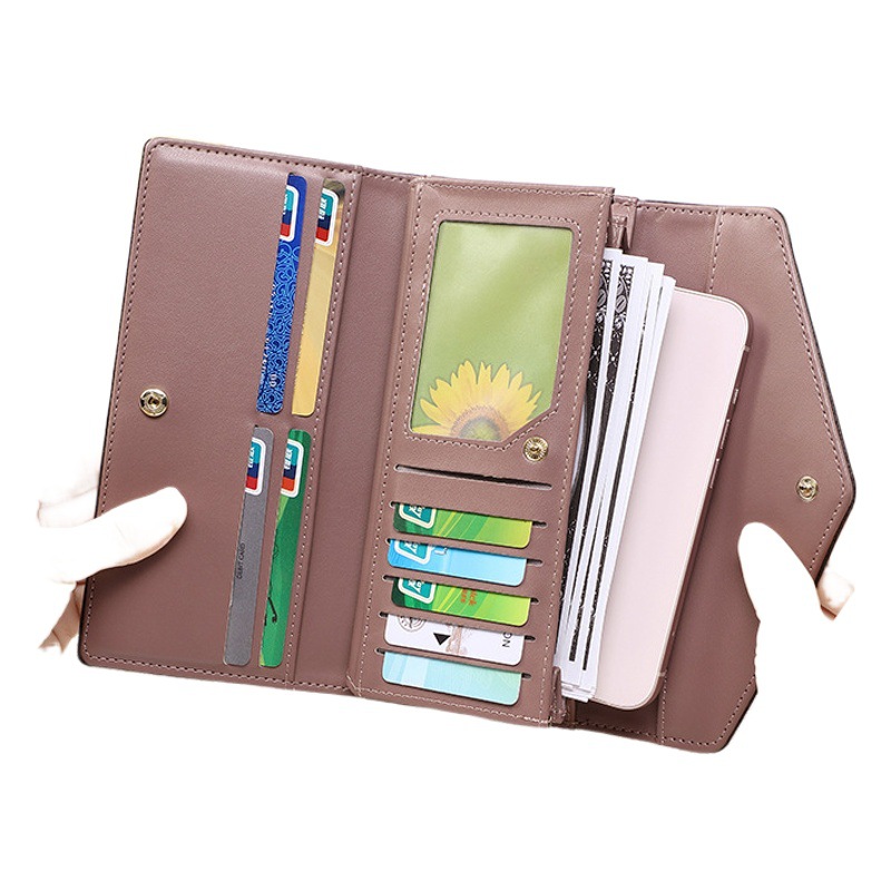 Nueva cartera de las mujeres largo 2023 verano monedero de las mujeres de alta calidad color sólido cremallera embrague al por mayor