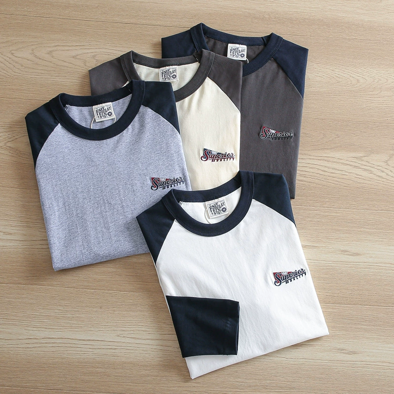 Прилив бренда гавани! Удобная американская повседневная футболка с длинными рукавами для мужчин весной и осенью