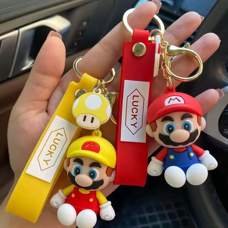 New Creative Sitting Mario Super Mario Keychain Cartoon Car Key Chain Backpack Pendant Small Gift