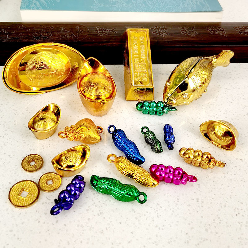 Plastic Electroplated Small Yuanbao Peanut Money Bag New Year Decoration Festive Children's Bucket Accessories Spring Festival Venue Layout Props