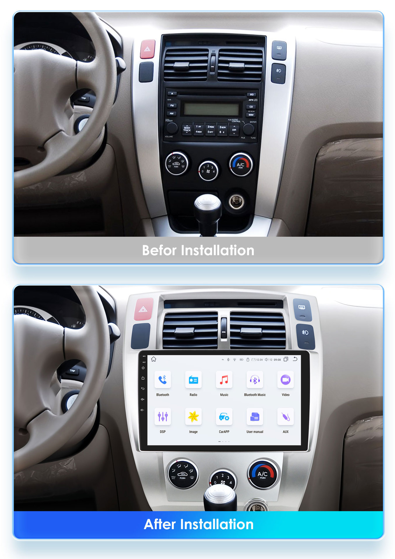 10-inch for 04-09 Hyundai Tucson reversing Image car Android intelligent GPS navigation all-in-one machine