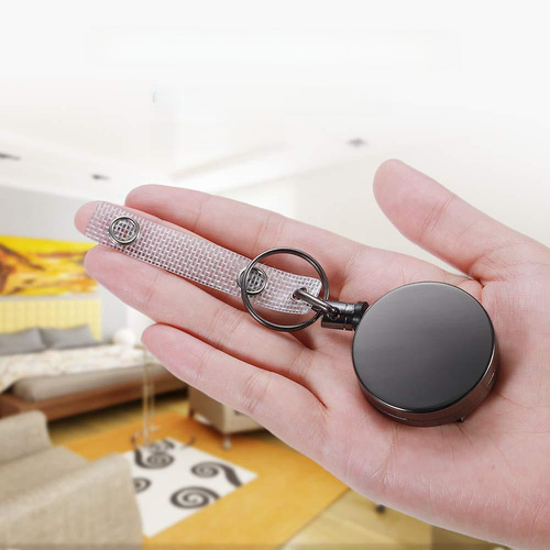AMAZON Cross-border Bestselling 4CM Zinc Alloy Gun Gray Telescopic Strong Pull-Open Clasp Telescopic Buckle Keychain