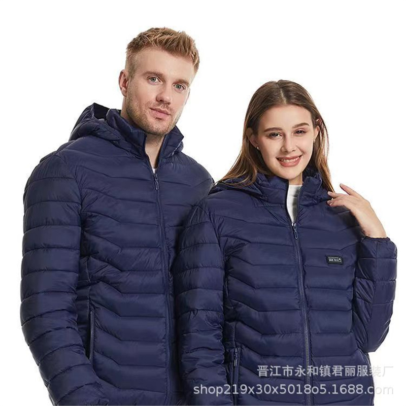 폭발성 의류 남성과 여성의 후드 크로스 보더 스마트면 패딩 재킷 USB 일정한 온도 전기 난방 따뜻한 겨울 난방 긴 소매