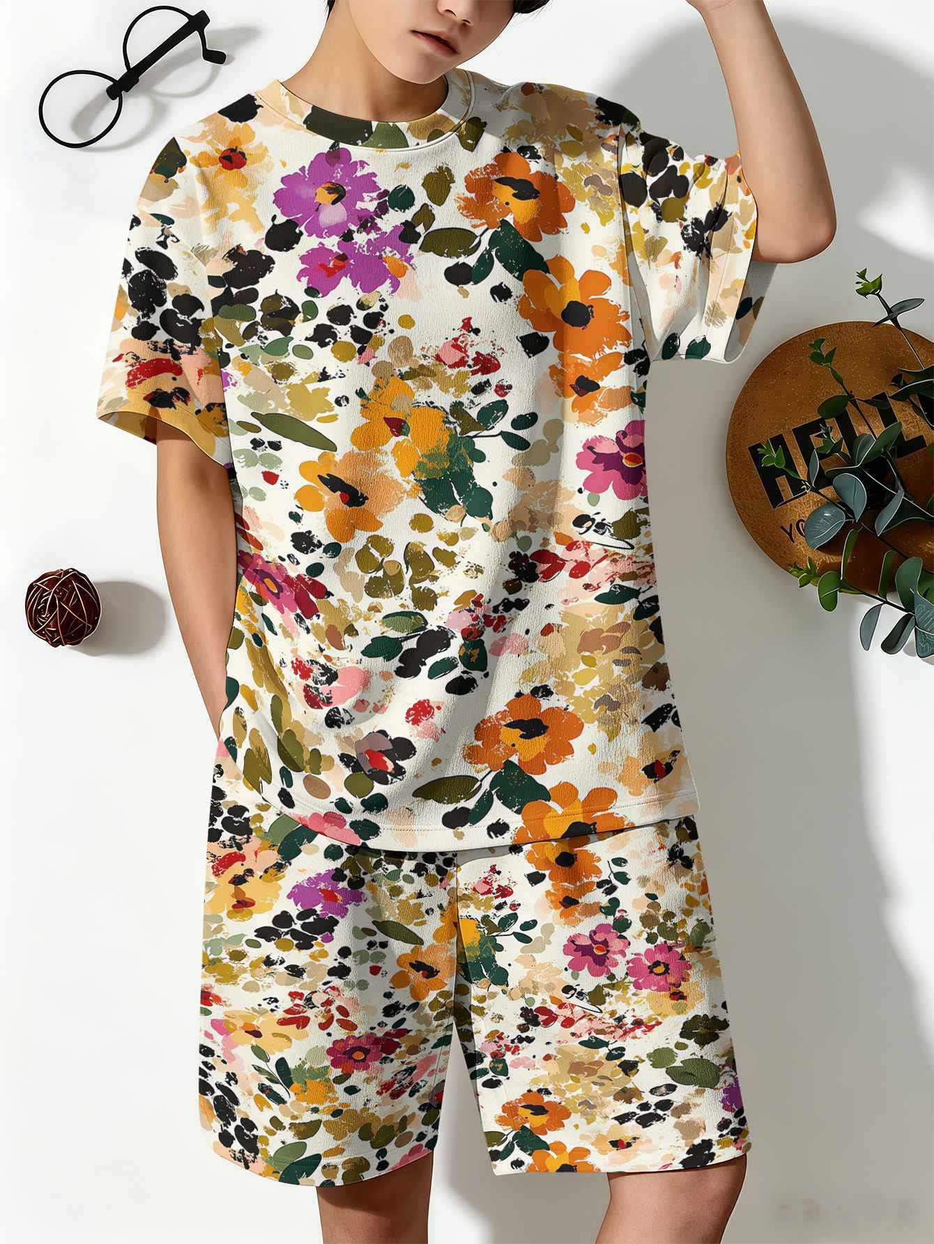 Jungen Anzug Mit Polka-dot- Und Blumenmuster In 3d-optik Set_voghion.com