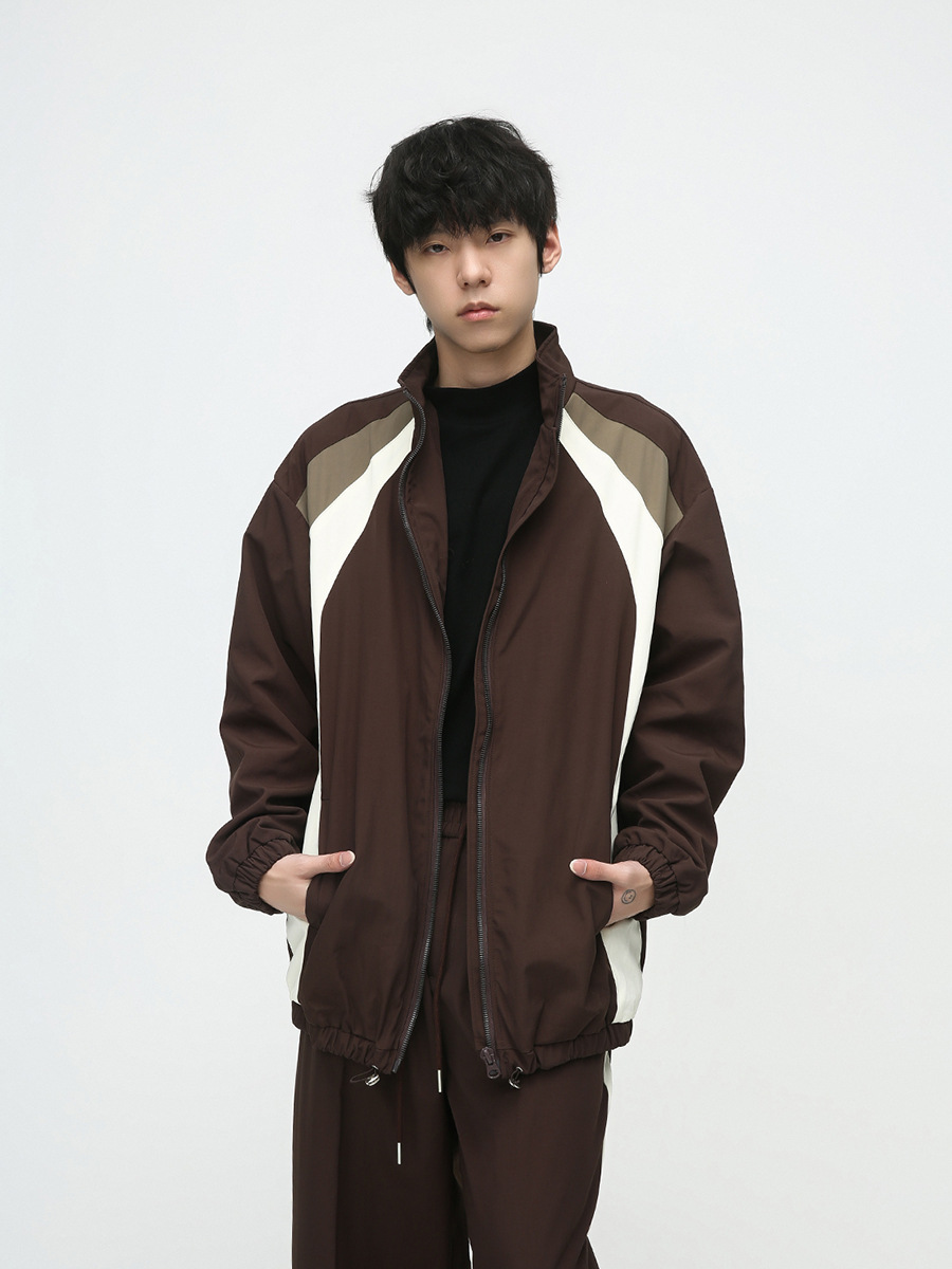 Mtlclothes ropa de los hombres | 2023 otoño nuevo estilo deportivo americano contraste color costura diseño casual traje moda