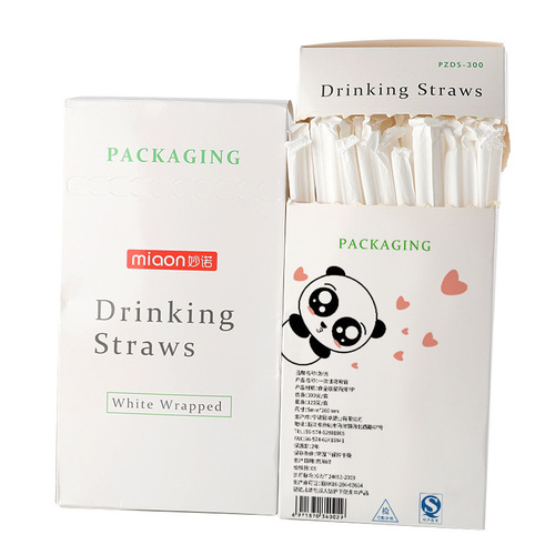 Single-use independent packaging boxes with PP disposable transparent drink straws, bendable straws for wholesale