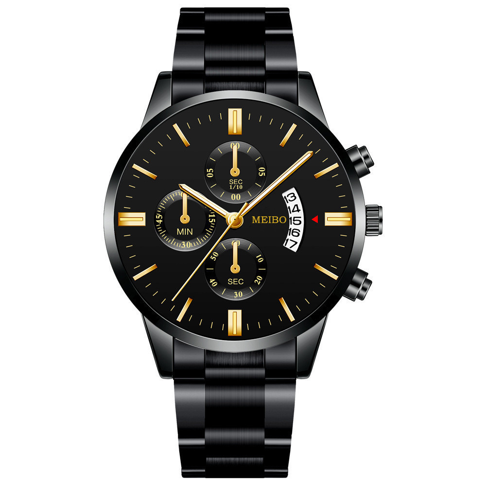 Reloj de hombre de negocios no mecánico de moda casual hombres de acero inoxidable con calendario atmosférico reloj de cuarzo