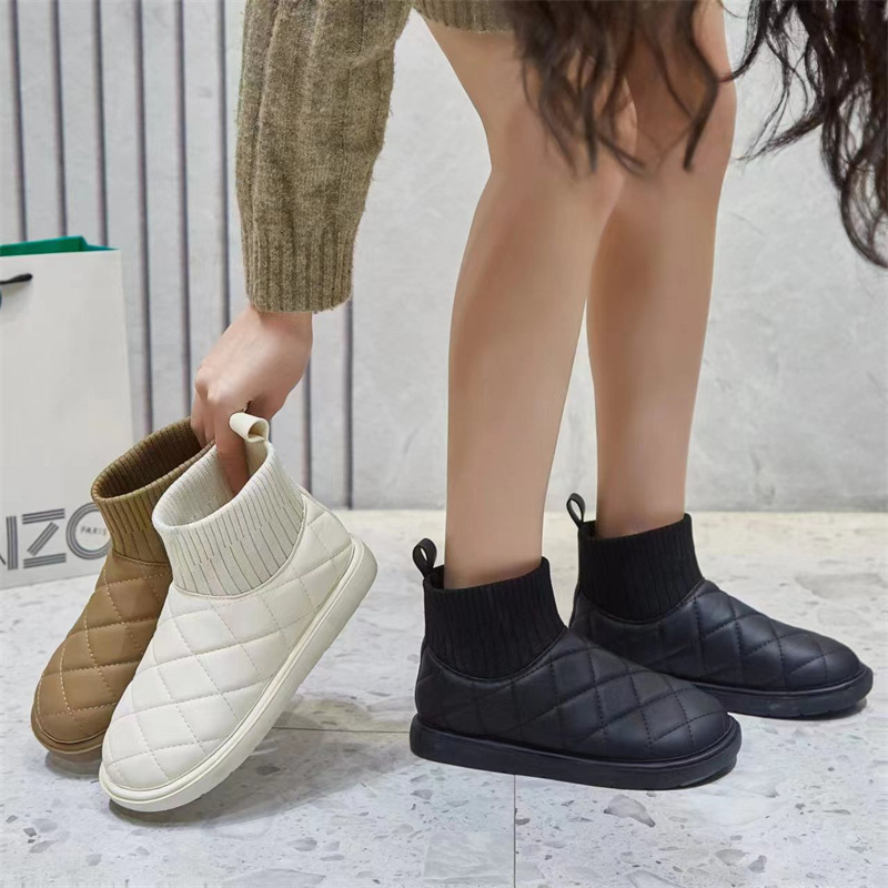 Fashion snow boots for women 2022 winter New thick-soled fleece-lined warm cotton-padded shoes slimming stretch short socks boots Fashion snow boots for women 2022 winter New thick-soled fleece-lined warm cotton-padded shoes slimming stretch short socks boots