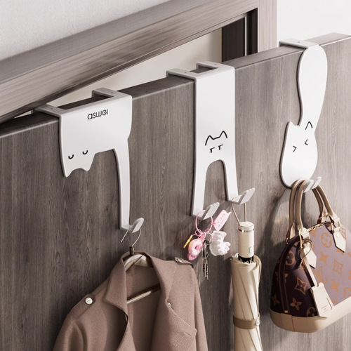 Hook storage rack behind the door without punching holes in the kitchen cabinet door wall hanging hanger to store clothes, hats and keys
