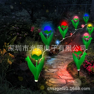 Уличный светильник-роза на солнечной батарее LED водонепроницаемый на колышке