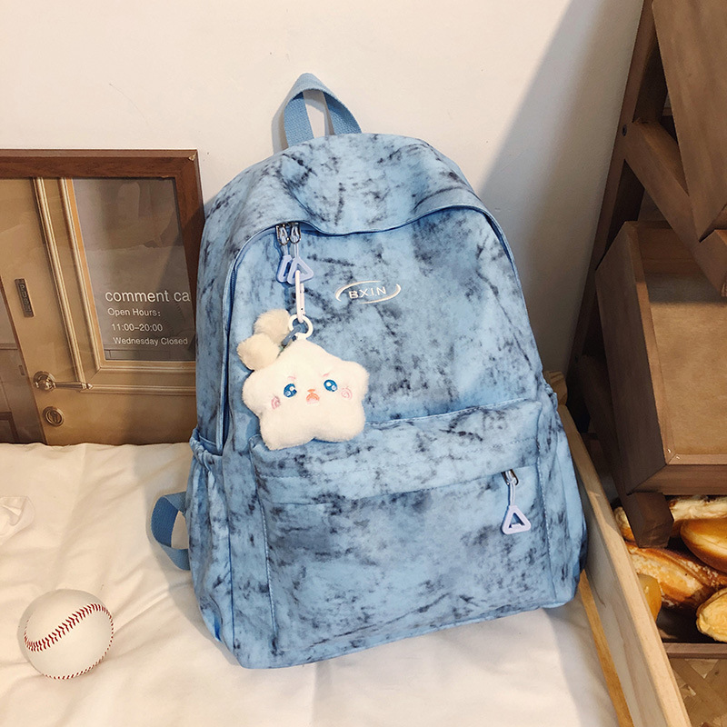 书包女生初中生5新高颜值蓝色系高中生双肩包旅游轻便小背包批发|undefined