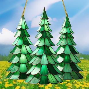 Cross-border Hot New Products Three Stunning Acrylic Christmas Tree with Hanging Rope