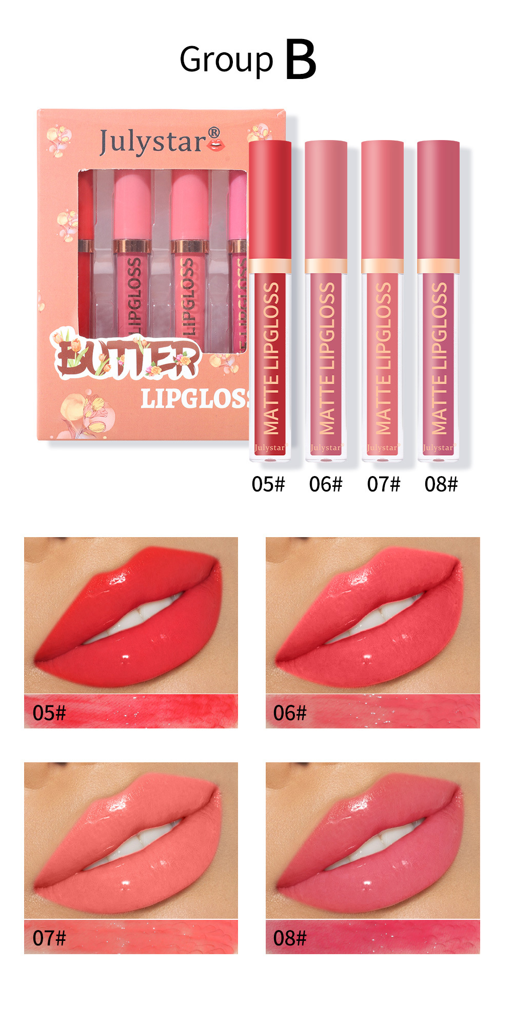 carina Set di rossetti perlescenti idratanti a lunga tenuta con gloss ad acqua, specchio naturale tridimensionale e non sbiadiscono_voghion.com