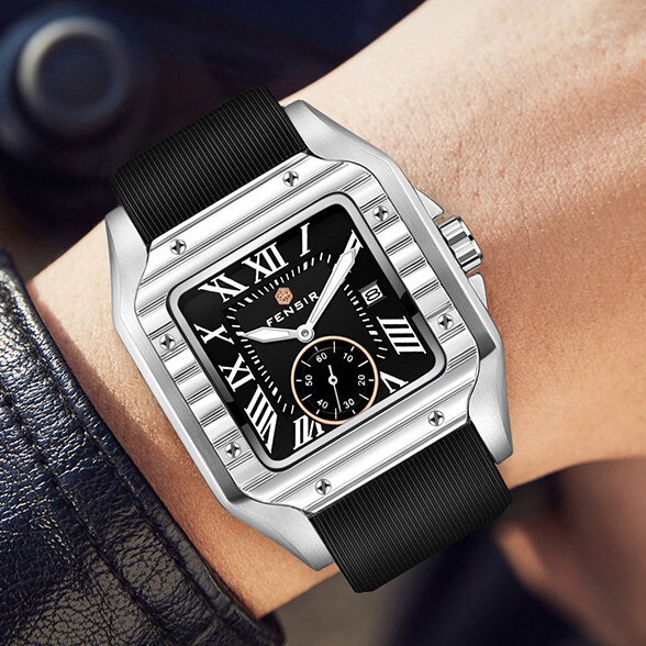 Southeast Asia's Popular Factory Wholesale Retro Square Watch Men's Cross-Border Versatile Calendar Watch Fenxi Men's Watch