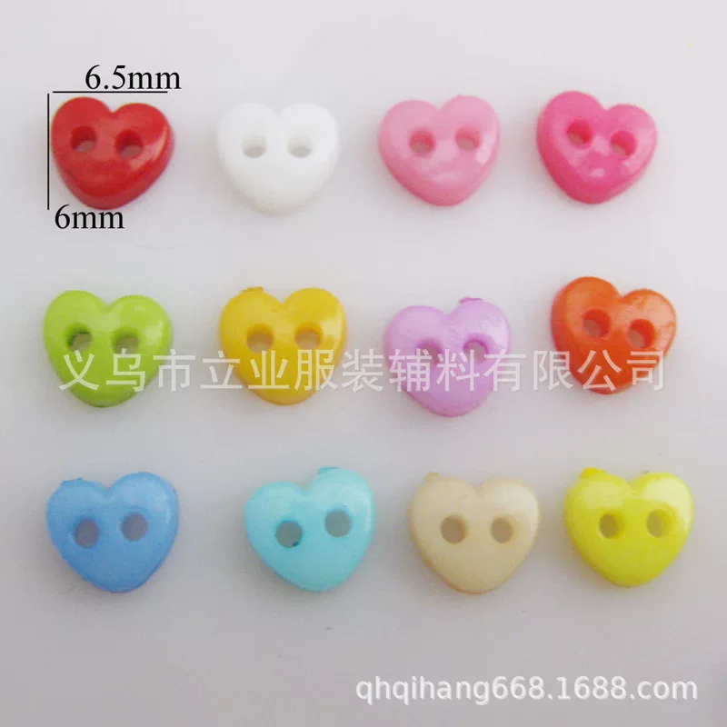 Heart-shaped small button 6mm Love mini nylon button Cartoon doll button Craft button auxiliary materials