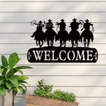 欢迎马和牛仔西式装饰 骑装牛仔金属标志 个性化马金属艺术壁挂