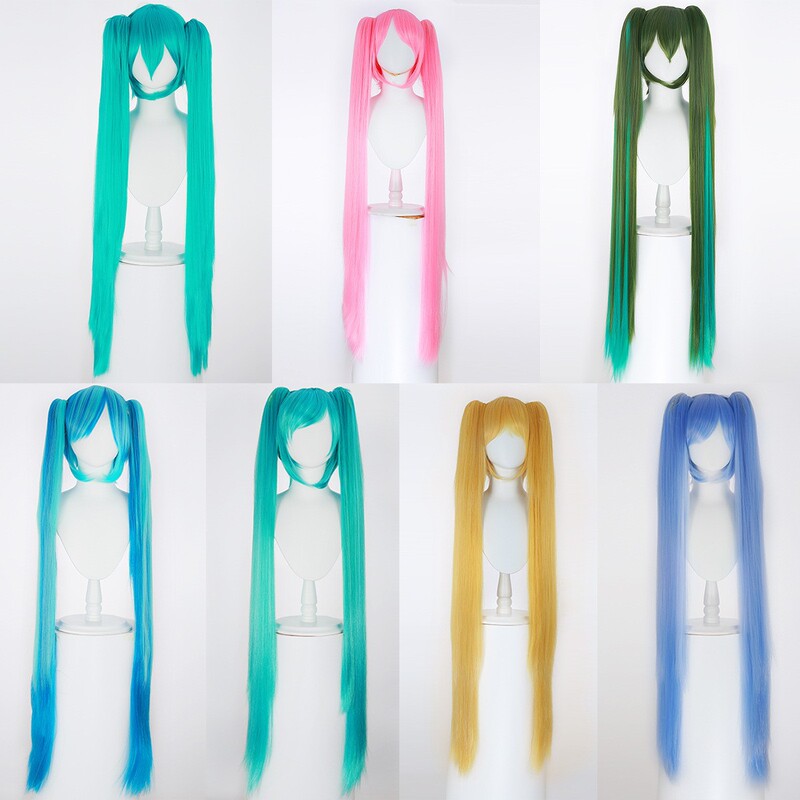 Anime Wig Cosplay Hair Hatsune Miku Wig Plum Blossom Thousand Sakura Anime Tiger Mouth Clip Double Ponytail