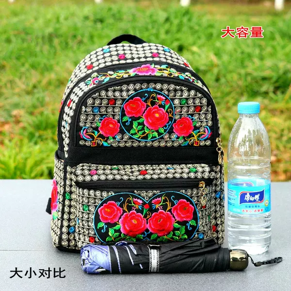 Yunnan Ethnic Style Bag Embroidery Multi-function Bag Backpack Women's Backpack Student Schoolbag 2021 New Style