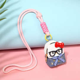 卡通挂脖耳机包女可爱迷你便携收纳包学生零钱钥匙小包少女ins风