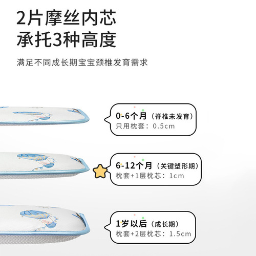 Infant Pillow Children's Cloud Slice Pillow Summer Breathable Ice Silk Newborn 0 to 6 months and above 1 year old Baby Cooling Pillow