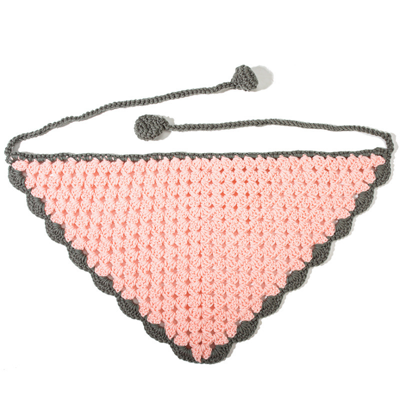 Francia cereza toallas triangulares mujeres primavera y otoño viajes padres-hijos gancho de punto flores hueco pañuelo de arte correa de pelo gorro